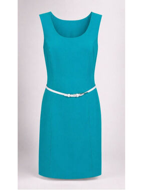 JM Studio John Meyer Teal Sheath Dress Sleeveless Belted Size 16 NWT